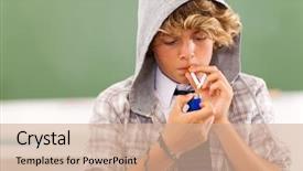  Presentation with high school - Presentation design consisting of bad high school teen boy background and a coral colored foreground