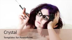  Presentation with cigarette - Audience pleasing presentation theme consisting of teen smoking - beautiful young woman with cigarette backdrop and a  colored foreground