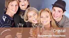  Presentation with champagne - Cool new PPT theme with teen smoking - group young people drink champagne backdrop and a coral colored foreground