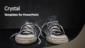  Presentation with sports - Beautiful presentation theme featuring teen smoking - old sports trainers backdrop and a black colored foreground