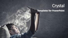  Presentation with chritmas pajamas - PPT layouts enhanced with teenage boy in pajamas lying background and a dark gray colored foreground