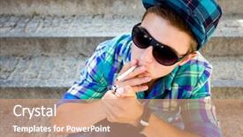  Presentation with lighting - Slides enhanced with teen smoking - teenager lighting a cigarette background and a coral colored foreground