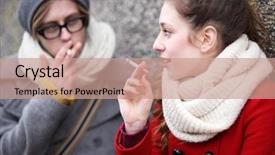  Presentation with cigarettes - Amazing theme having smoker - young couple with cigarettes backdrop and a coral colored foreground