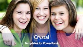  Presentation with teens - Theme consisting of teens team - three beautiful young women friends background and a ocean colored foreground