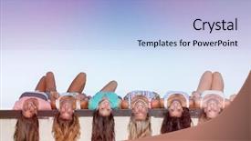  Presentation with teens - Presentation enhanced with teens with long healthy hair background and a light blue colored foreground