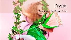  Presentation with fun fair swinging ride - Theme with teeter - beautiful little fairy swinging background and a coral colored foreground