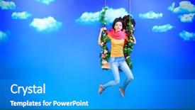  Presentation with law blue sky scales - Amazing presentation design having teeter - pretty girl is swinging backdrop and a teal colored foreground