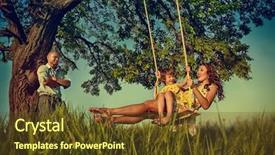  Presentation with swing - Colorful slide set enhanced with teeter totter - beautiful girl on the swing backdrop and a tawny brown colored foreground