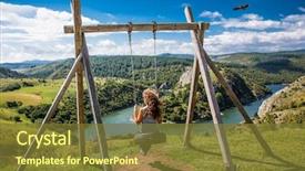  Presentation with southwest - Colorful presentation enhanced with teeter totter - beautiful woman on the swing backdrop and a tawny brown colored foreground