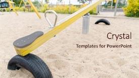  Presentation with swing - PPT theme enhanced with teeter totter - childhood equipment and object concept background and a lemonade colored foreground