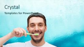  Presentation with health - Audience pleasing PPT theme consisting of healthy teeth - health and beauty concept backdrop and a cool aqua colored foreground