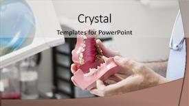  Presentation with jaw - Beautiful PPT layouts featuring dog teeth - vet's hands holding artificial jaw backdrop and a light gray colored foreground