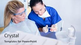  Presentation with dental assistant - Colorful PPT theme enhanced with teeth at the dental backdrop and a  colored foreground