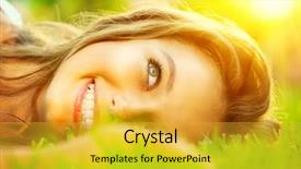  Presentation with free nature - Theme with free smiley - beautiful teenage girl lying background and a yellow colored foreground
