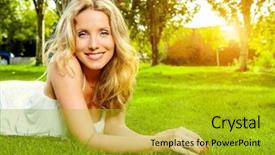  Presentation with beautiful black women smiling - PPT theme enhanced with free healthy - close-up portrait of a beautiful background and a gold colored foreground