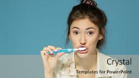  Presentation with teen girl - Beautiful PPT theme featuring teeth healthy concept morning theme backdrop and a soft green colored foreground