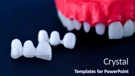  Presentation with implant - Presentation design with teeth-implant-and-crown-installation background and a navy blue colored foreground