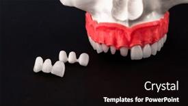  Presentation with implant - Presentation design featuring teeth-implant-and-crown-installation background and a black colored foreground