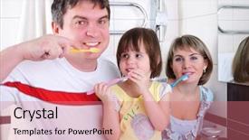  Presentation with teen mom cap and gown holding a baby - Theme consisting of teeth in the bathroom early background and a coral colored foreground