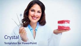  Presentation with health care - Presentation design having teeth model dental health background and a sky blue colored foreground