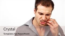  Presentation with teeth pain - Cool new PPT theme with teeth pain concept - man suffering backdrop and a  colored foreground