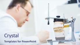  Presentation with dental prosthesis - Slides with technologu - dental prosthesis work background and a sky blue colored foreground