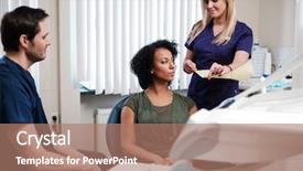  Presentation with private practice - Beautiful slide deck featuring prothetiks - dentist and his assitant working backdrop and a  colored foreground