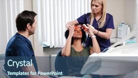  Presentation with private practice - Slide set featuring prothetiks - dentist and his assitant working background and a  colored foreground