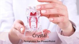  Presentation with restorative dentistry - Colorful presentation design enhanced with restorative dentistry - female hands holding dental model backdrop and a coral colored foreground
