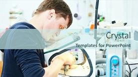  Presentation with dentures - Colorful slide deck enhanced with prothetiks - male dental technician working backdrop and a  colored foreground