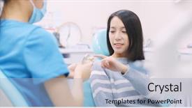  Presentation with dental implant - Colorful PPT theme enhanced with teeth to patient in dental backdrop and a light blue colored foreground