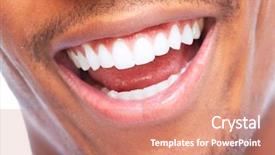  Presentation with teeth whitening - Theme having teeth whitening - african american man smile dental background and a coral colored foreground