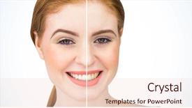  Presentation with white cctv camera on modern - Beautiful PPT theme featuring teeth whitening - beautiful redhead smiling at camera backdrop and a lemonade colored foreground