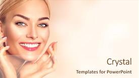  Presentation with youth skin care concept beige - PPT theme consisting of teeth whitening - beauty woman portrait beautiful spa background and a cream colored foreground