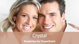  Presentation with love - Theme with teeth whitening - happy smiling couple in love background and a coral colored foreground