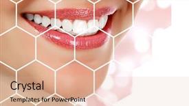  Presentation with teeth whitening - Amazing PPT layouts having teeth whitening - picture of woman's smile backdrop and a coral colored foreground