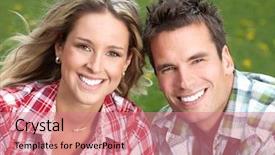  Presentation with college education happy smiling - Beautiful presentation theme featuring teeth whitening - young happy smiling couple backdrop and a coral colored foreground