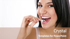  Presentation with dental floss - Slide set having teeth with modern dental floss background and a coral colored foreground