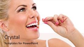  Presentation with oral hygiene - Presentation having teeth with perfect oral hygiene background and a coral colored foreground