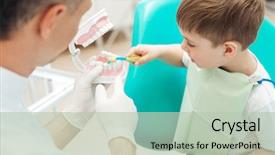  Presentation with teaching - PPT layouts consisting of teeth with toothbrush in dental background and a mint green colored foreground