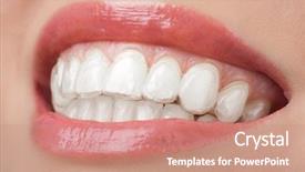  Presentation with teeth whitening - Presentation theme having teeth with whitening tray smile background and a coral colored foreground