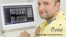  Presentation with monitor computer - Slide deck with teeth x-rays at computer background and a blonde colored foreground