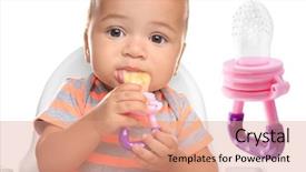  Presentation with cute baby - PPT theme enhanced with teeths - cute baby with nibbler background and a coral colored foreground