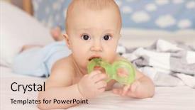  Presentation with baby toy - Presentation enhanced with teeths - cute little baby with teething background and a lemonade colored foreground