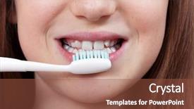  Presentation with dental hygiene - PPT theme featuring teeths - cute smiling girl with permanent background and a tawny brown colored foreground