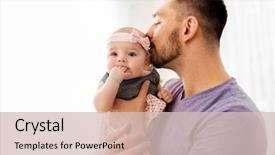  Presentation with happy baby - Audience pleasing presentation consisting of teeths - family fatherhood and people concept backdrop and a soft green colored foreground