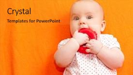  Presentation with baby girl welcome - Audience pleasing theme consisting of teeths - little baby girl with teething backdrop and a gold colored foreground