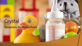  Presentation with pile - Cool new PPT theme with teeths - pile of toys collection backdrop and a yellow colored foreground