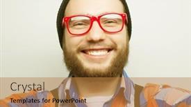  Presentation with tehnology - Presentation theme featuring tehnology-concept-happy-selfie-handsome background and a gold colored foreground