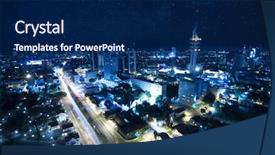  Presentation with city night - Slides featuring tel aviv city under star background and a navy blue colored foreground
